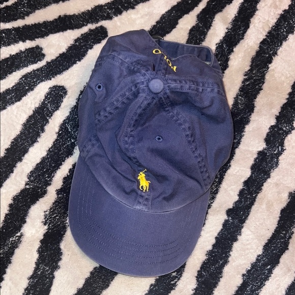Polo by Ralph Lauren Navy Blue Hat with Yellow Logo - Picture 1 of 3